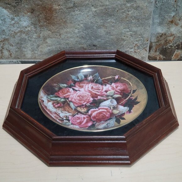 Framed Grace De Monaco Rose Decorative Plate Katherine Austen Wall Hanging Decor - Picture 5 of 13